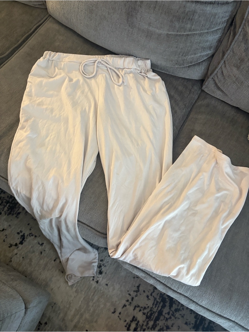 Lightweight Cream Drawstring Joggers